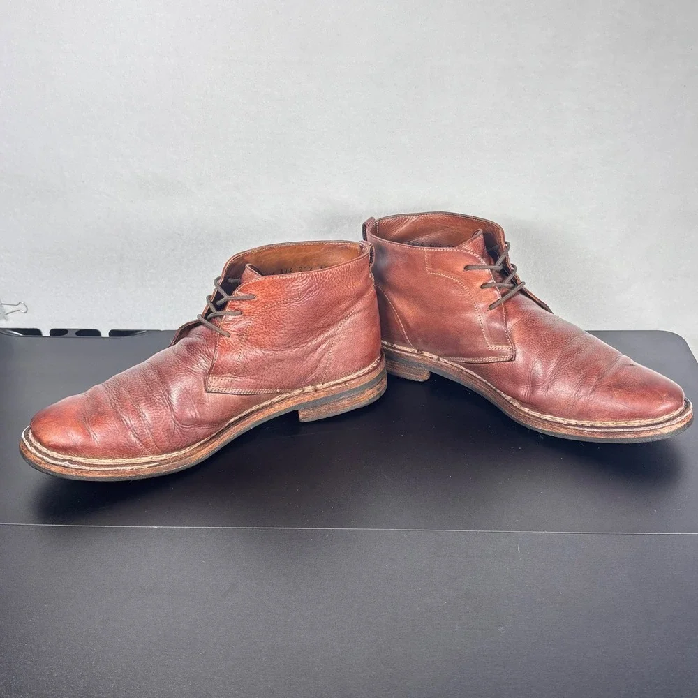 John Varvatos Chukka Boots Brown Leather Lace Up Distressed Rugged Gorpcore 10